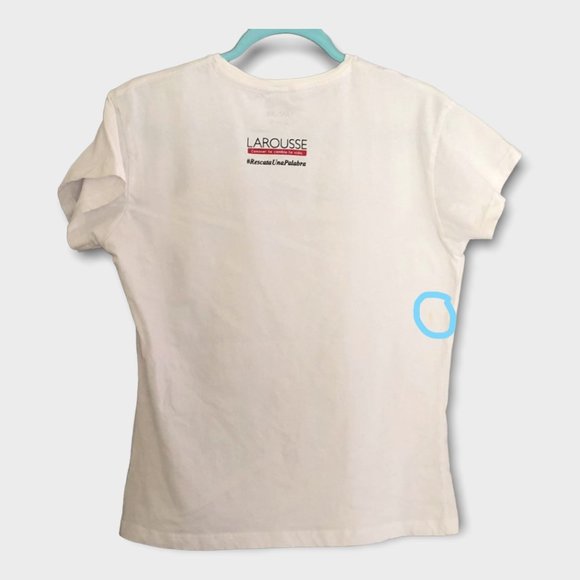LAROUSSE White Graphic Womens Cut Tee size XL bust 38in - Picture 3 of 6